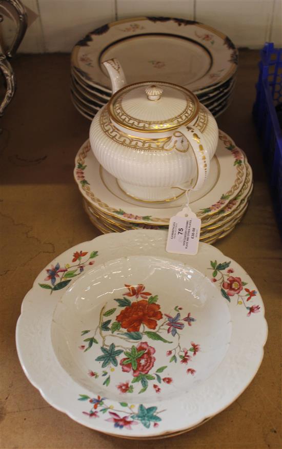 19th century ceramic plate and other plates incl. Worcester and Minton